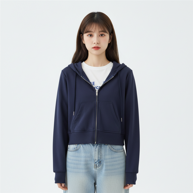 Marketpia 日常休閒春秋短版連帽拉鍊外套