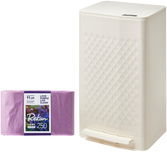 리캔 종량제 페달 휴지통 리필봉투, 아이보리(휴지통), 21L