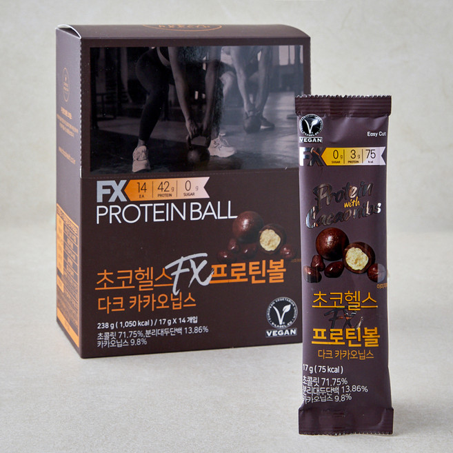 초코헬스 에프엑스 프로틴볼 다크 카카오닙스, 238g, 1개