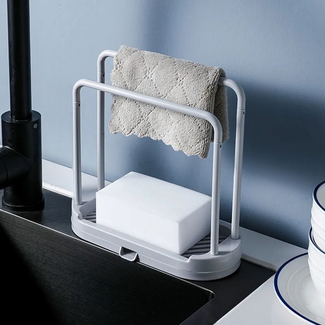 리야홈 물빠짐 수세미 행주 걸이, 그레이, 1개