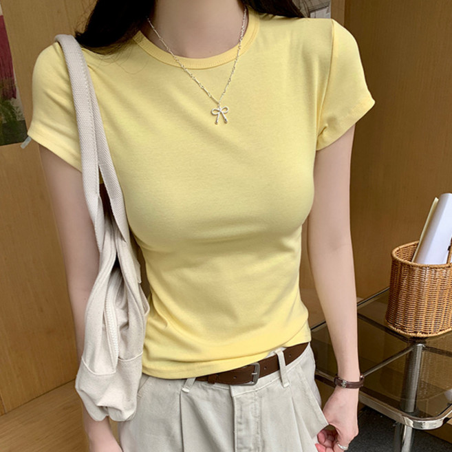 어썸풀 여성용 넬로이 슬림 반팔 티셔츠 A25SMT031902