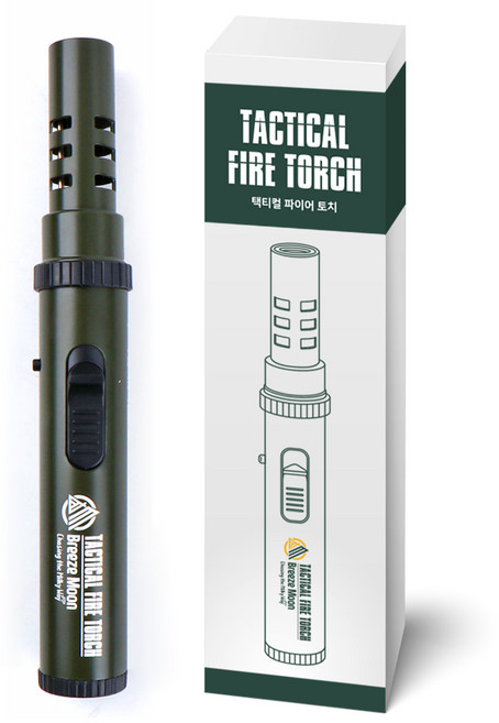 브리즈문 데블 택티컬 캠핑 휴대용 토치, 올리브그린, 1개