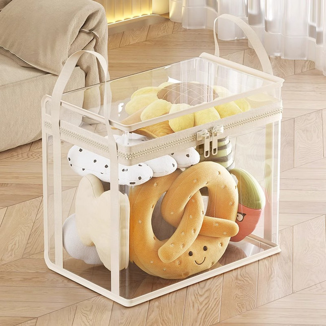 Yuinjihwa 娃娃整理透明玩具收納盒, 1個, 象牙白