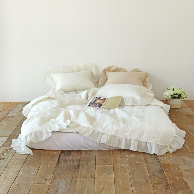 누블 솔리드 에어워싱 시어서커 순면 프릴 여름이불