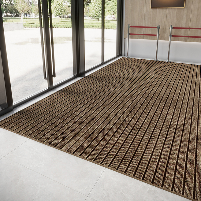 난리시스터즈 사무실 업소용 현관매트, 와이드스트라이프브라운, 1개
