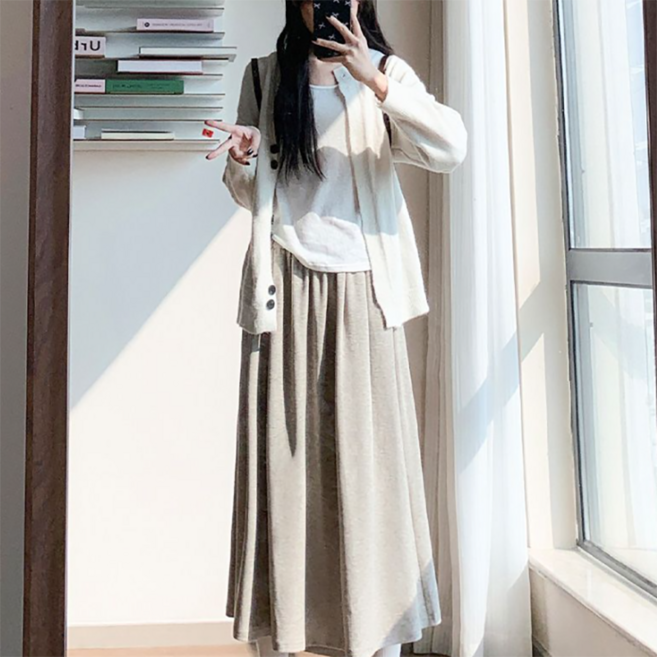PEONIST 鬆緊腰修身A字長裙