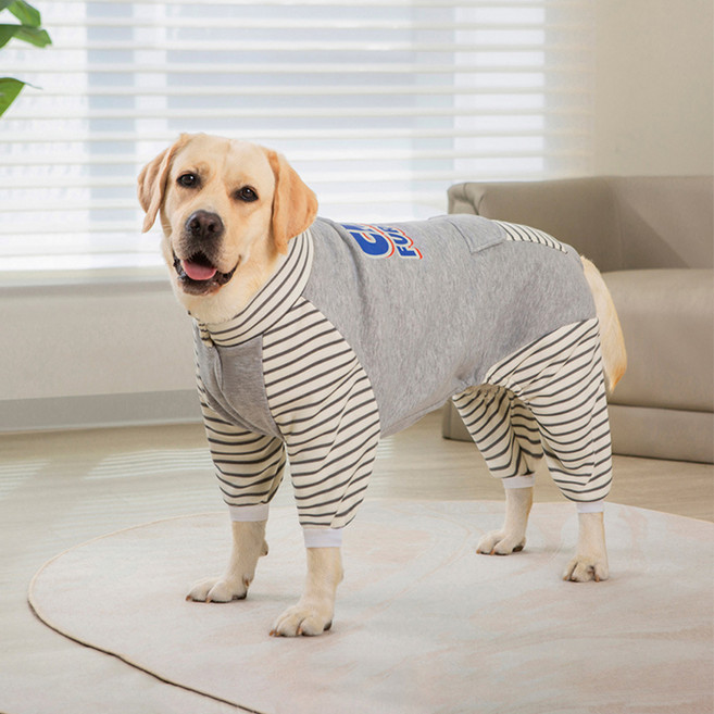 레드퍼피 강아지 시크 스트라이프 기모 숏 점퍼, GRAY, 1개