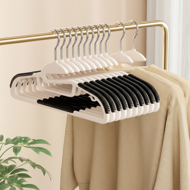 앞날창창 논슬립 어깨 뿔 방지 스카프 걸이형 회전 옷걸이, 블랙, 20개