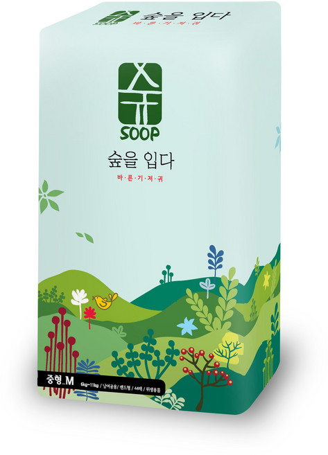 SOOP 밴드 기저귀 유아용 중형(10~11kg), 44매, 중형(M)