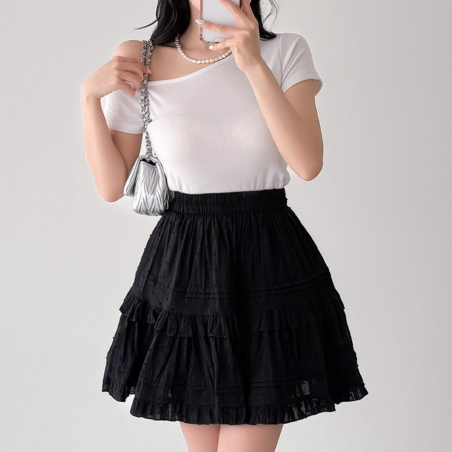 GLAM DIVV Shupino 鬆緊帶康康迷你裙 AD0531