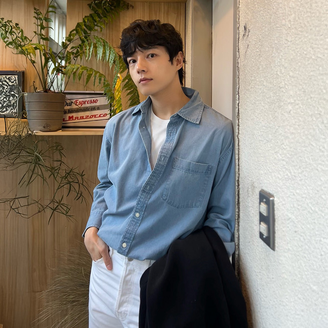 MIND BRIDGE 男士丹寧寬鬆版型襯衫 M1WS01A1