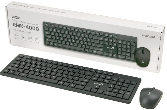 로이체 풀배열 저소음 인체공학 무선 키보드 마우스 세트, RMK-4000, 애쉬 그레이, 일반형
