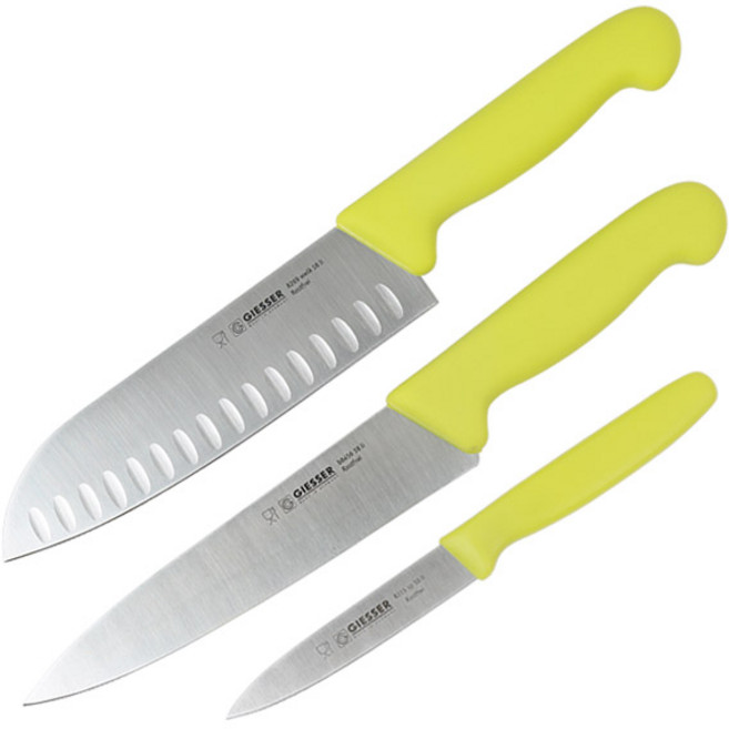 기셀 스페셜 라임 3종 칼세트, 1세트, 산토쿠 + 셰프나이프 + 직과도