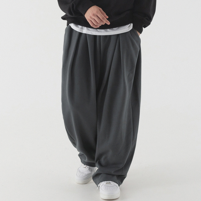 PIANER 對褶深寬版刷毛運動褲