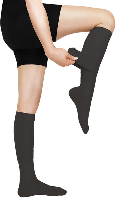 원더워크 프리미엄 의료용 이지 발막힘 압박스타킹 블랙, 1개, 종아리/무릎형