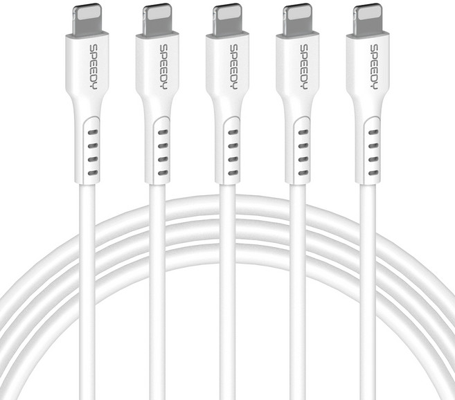 SPEEDY 아이폰 호환 고속충전 8핀 데이터 케이블 5p, 화이트, 1m, 1개