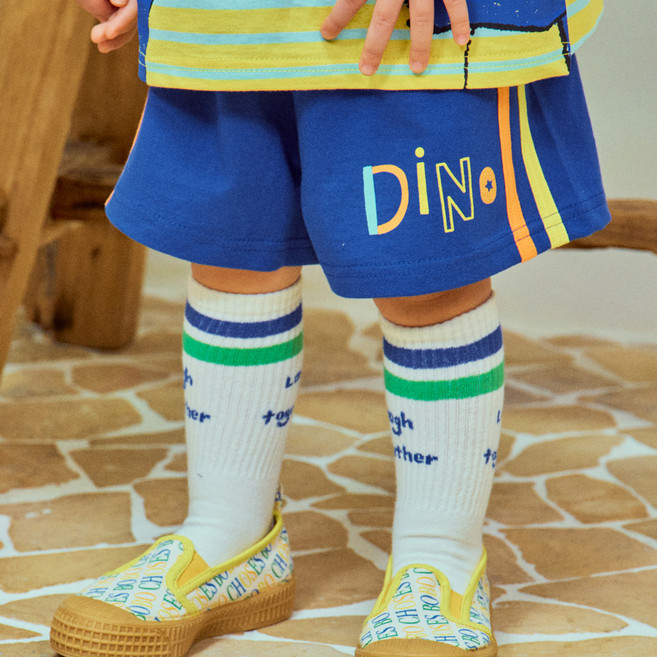 First Blue 兒童透氣恐龍滾邊褲