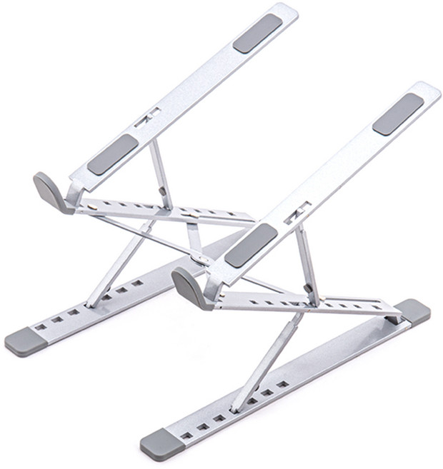 구스페리 2단 접이식 휴대용 알루미늄 노트북 거치대, 실버, 1개