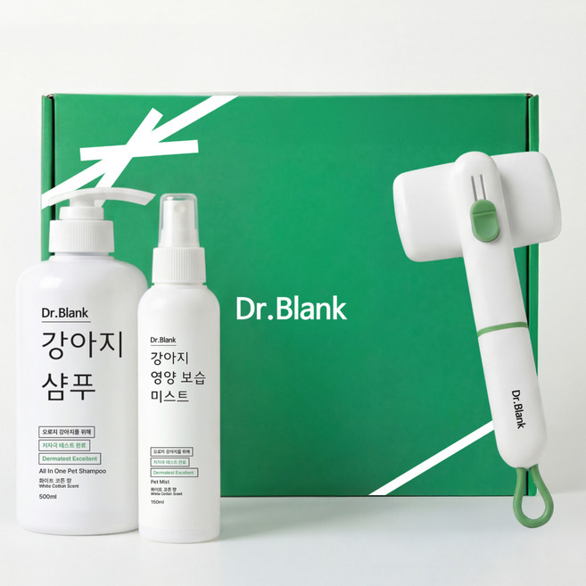 닥터블랭크 목욕케어 샴푸 + 미스트 화이트코튼향 + 슬리커 선물 세트, 500ml, 2세트