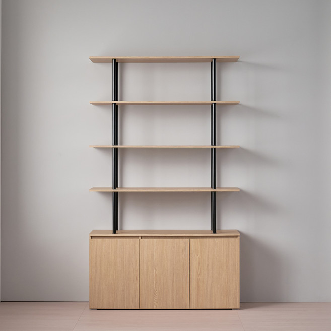 리디아 나인 선반 수납장 4단 방문설치, 우드블랙