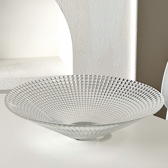 아메리칸로드 꼬깔쉐입 패턴 과일 디저트 다용도 유리접시 HR2644, 체크, 1개