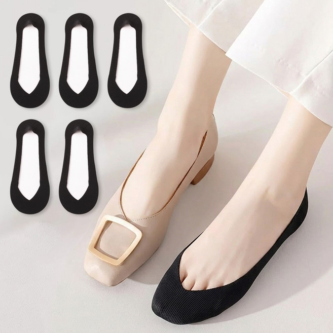 시너싹스 여성용 브이라인 골지 쿨 냉감 덧신 5켤레 세트