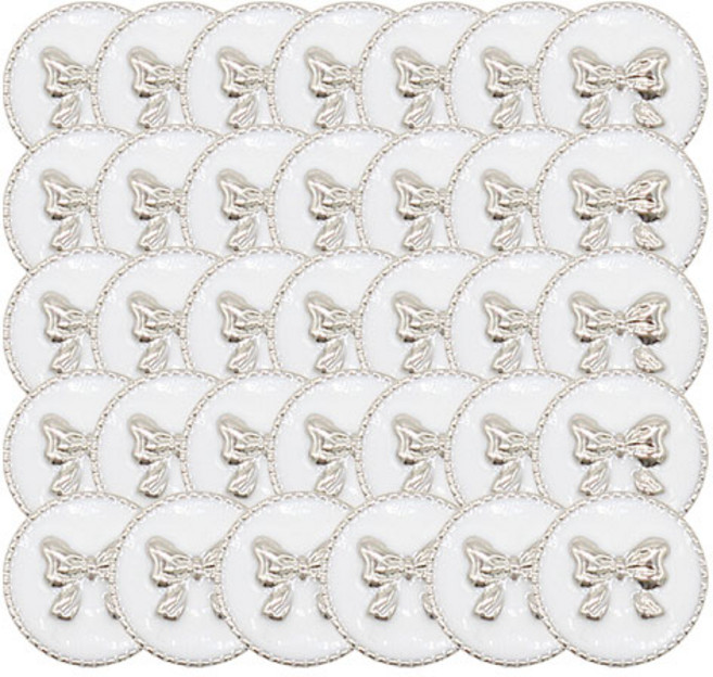 사출 진주 보석 가디건 니트 단추 리본에폭 13mm, 화이트니켈, 34개