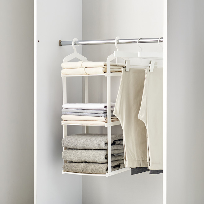 카니카니 걸이형 3단 옷선반, 화이트, 1개