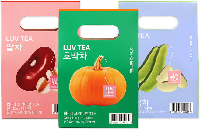 낫띵베럴 럽티 팥 율무차 2g x 15p + 작두콩차 1.2g x 15p + 호박차 1.5g x 15p 세트, 1세트, 1개