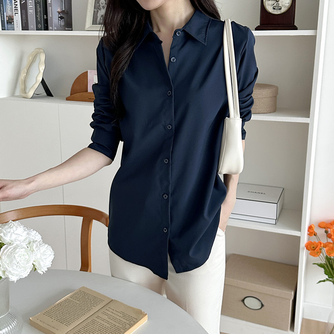 라라온 카라넥 베이직 링클프리 긴팔 블라우스 셔츠 TSP2866