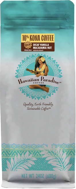 하와이안 파라다이스 커피 10% 코나 디카페인 바닐라 마카다미아, 680g, 1개, 홀빈(분쇄안함)