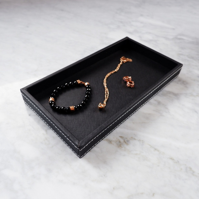 유피어 가죽 모던 트레이 소, 블랙, 1개