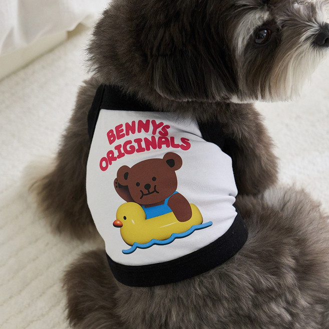 BENNYS 狗狗黃色小鴨短版上衣, 1個, 白色
