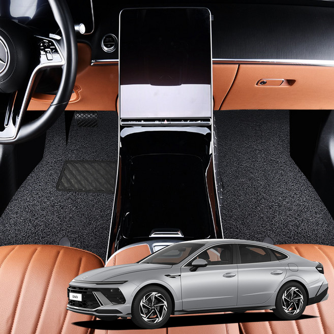 지엠지모터스 코일 확장형 자동차 매트, 프리미엄 블랙, 소나타 디엣지 2023년 2열 고정고리 유