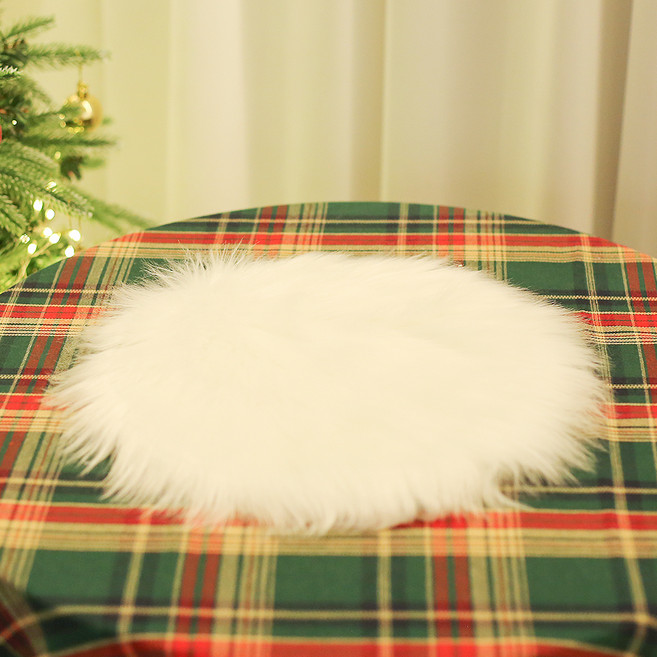 이플린 장식소품 미니 원형러그, 화이트, 1개