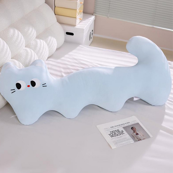 다다랜드 냉감 뚱냥이 고양이 바디필로우, 블루