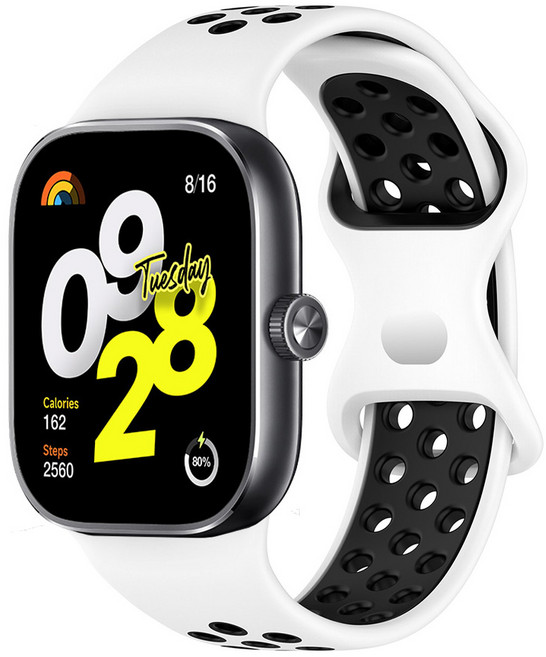 스페이스쉴드 레드미 워치 호환 버튼형 스포티 실리콘 스트랩, 화이트블랙, 1개