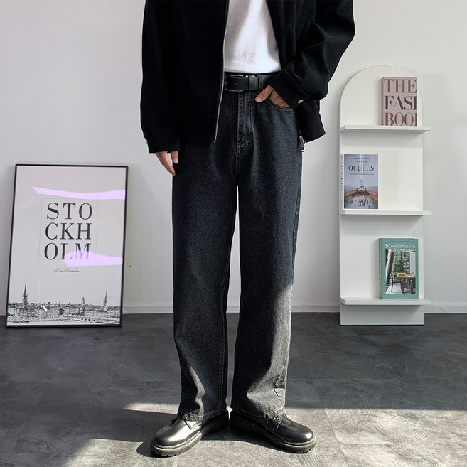 CONFIAR 男士半寬版後鬆緊帶長版牛仔褲 TC6612