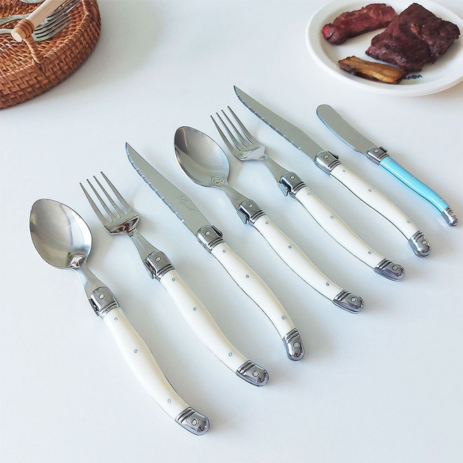 라귀올 커트러리 2인 7종 세트, 아이보리, 스픈 2p + 포크 2p + 나이프 2p + 버터나이프