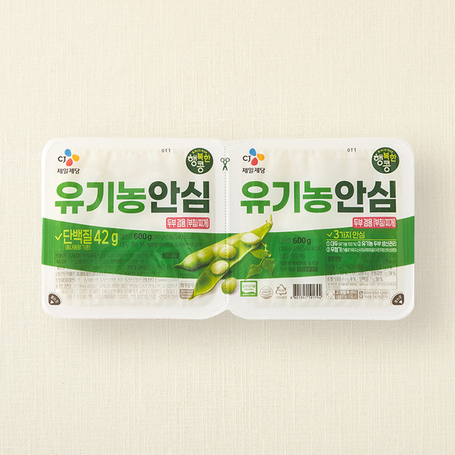 행복한콩 유기가공식품 인증 CJ 부침찌개 겸용 두부, 300g, 2개