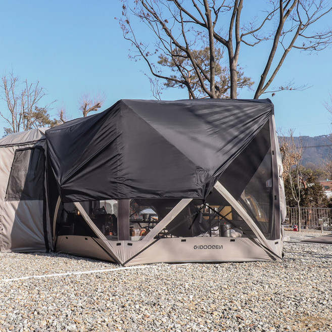 아이두젠 옥타곤 원터치 텐트 하프 육각 플라이 레인 커버, 블랙