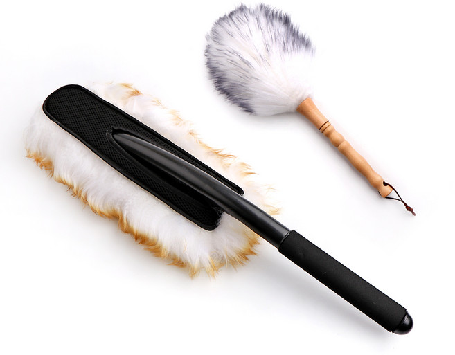 차싹 양모 차량용 먼지털이개 실외용 고정형 + 내부용 그레이, 1세트