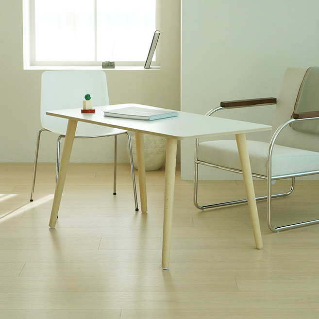 슈에뜨메종 라운드 원목 다리 높은 거실 소파 테이블 LPM 12060, 스노우 화이트