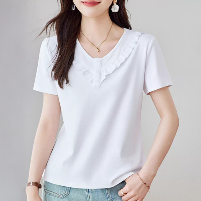 루나걸 여성용 레헤니씨 빅사이즈 프릴 티셔츠 L26SMBL031914