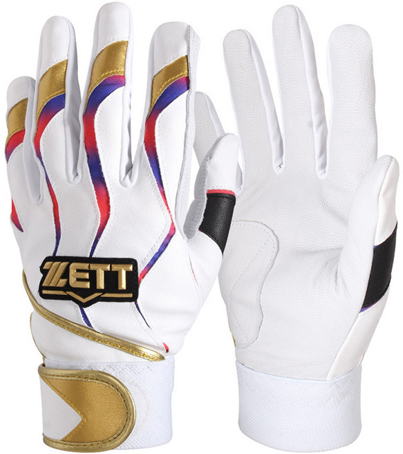 ZETT 雙手用打擊手套 BGK-507, 白色, 1雙