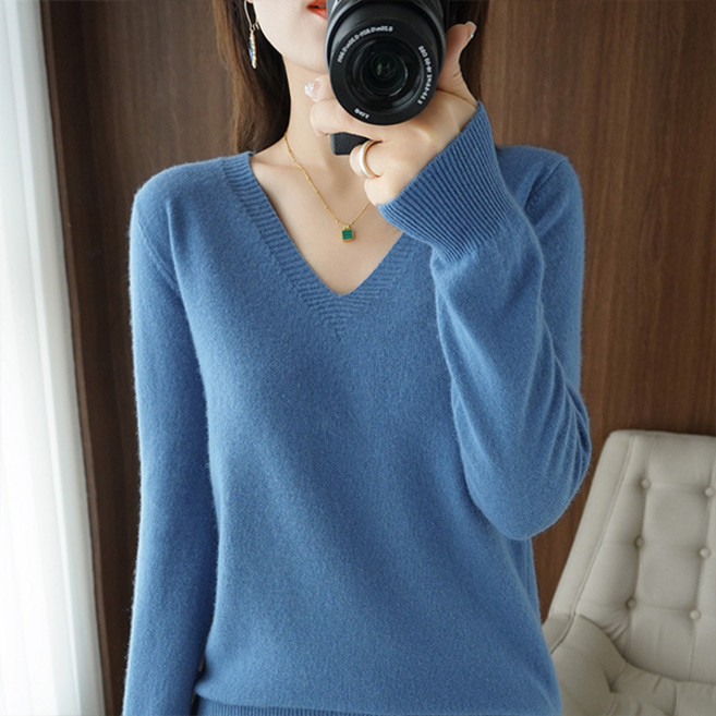 LUNA GIRL 女款Fiona長袖V領針織衫 L24FKN081603