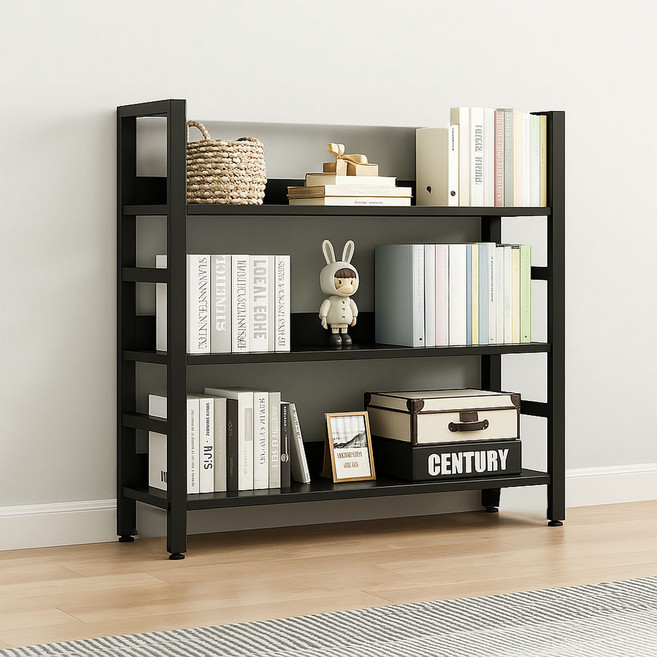 가구느낌 리버책장, 블랙블랙, 3단