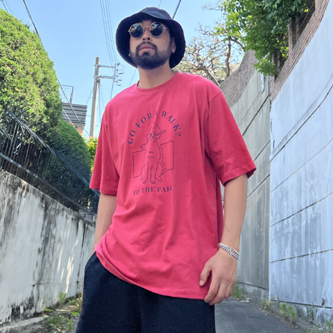 파이브라지 남성용 통기성 빅사이즈 오버핏 레터링 디자인 포인트 반팔 티셔츠