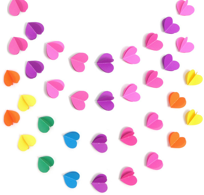 PARTYSHOW 立體愛心拉旗 2件組, 愛心形狀 粉色系, 2套