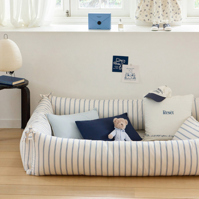 쉬즈홈 순면 가드 범퍼 쿠션 커버 + 솜 세트, 버터슈 네이비